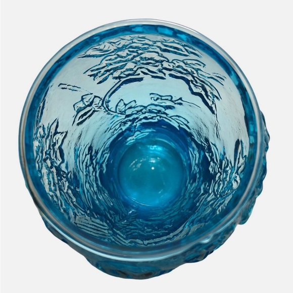 Vintage: Indiana Glass Tiara Exclusives Parrot and Floral 9 Inch Vase Aqua Blue - Picture 3 of 10